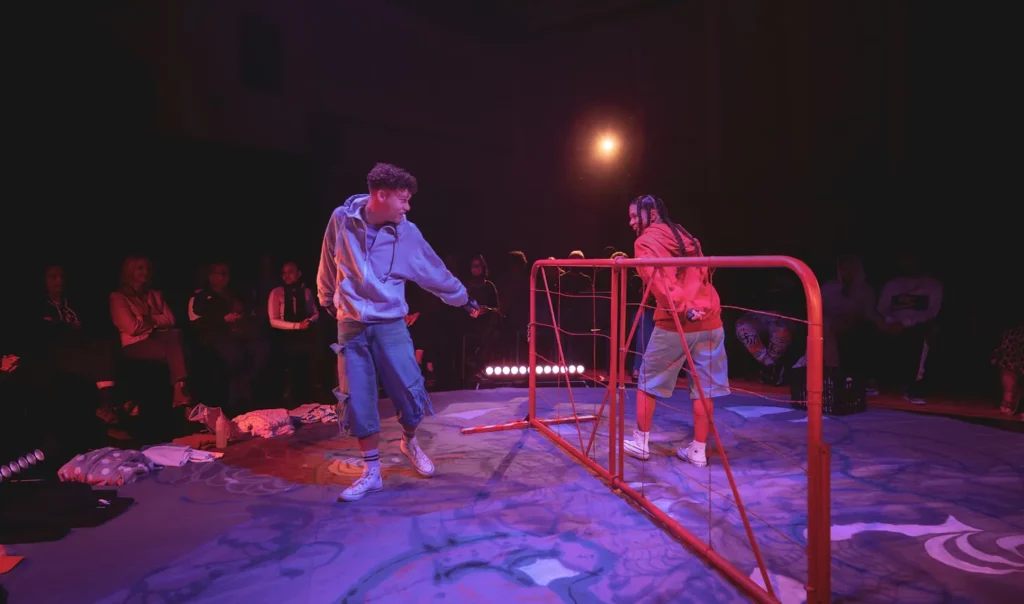 Angelo Bergh as Xavie and Melissa de Vries as Nadia in a scene from Kompoun. Picture by Gys Loubser.